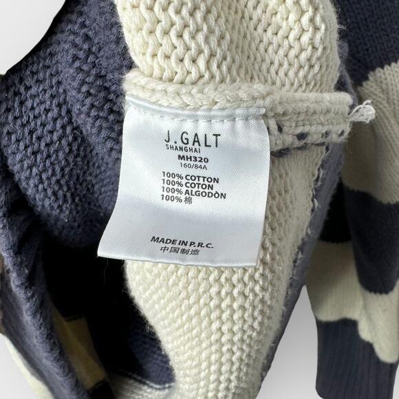 Brandy Melville J. Galt Brianna Sweater One Size Cream Navy Stripe Coastal Prep - Picture 3 of 5